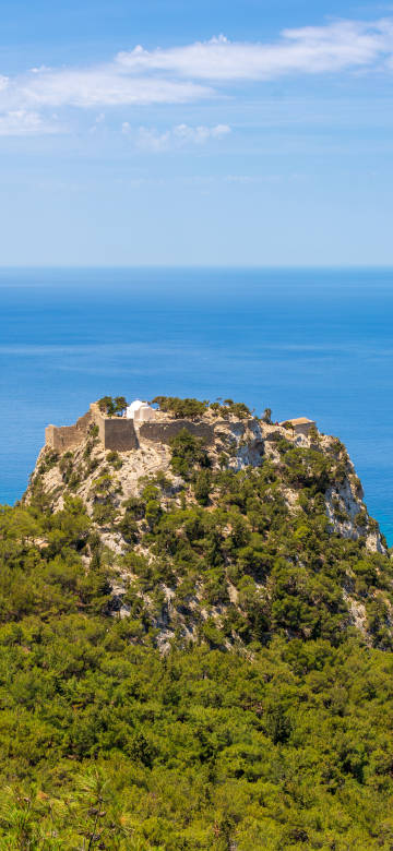 Landscape wallpaper of Monolithos Castle in Rhodes, Greece