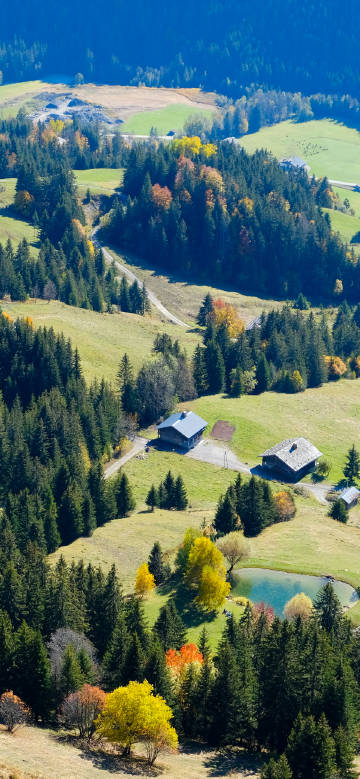 Overlooking a quiet mountain village phone wallpaper