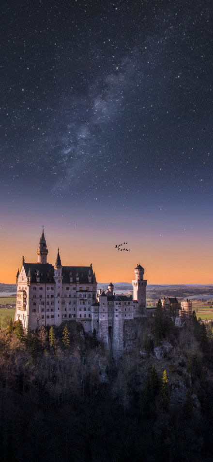 Neuschwanstein Castle at Night Phone Wallpaper