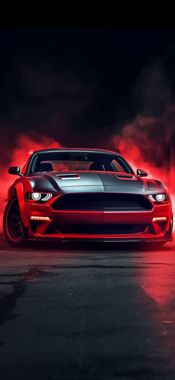 Cool Muscle Car on a Dark Road 4K Wallpaper