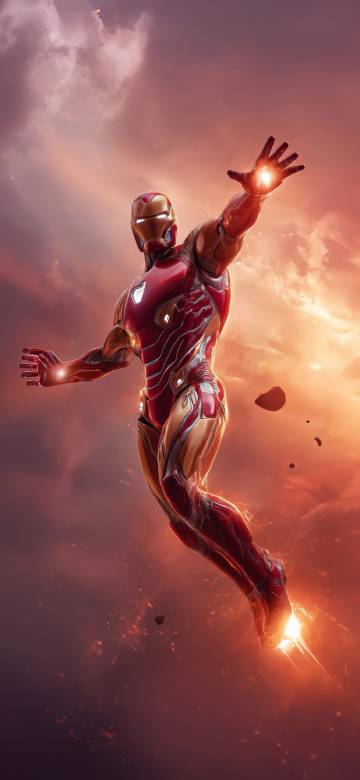 Iron Man Flying Through Flames 4K Phone Wallpaper