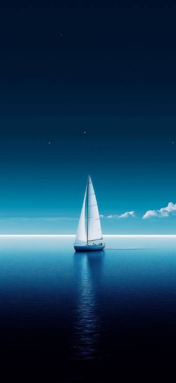 Sailboat journey under the starry sky phone wallpaper