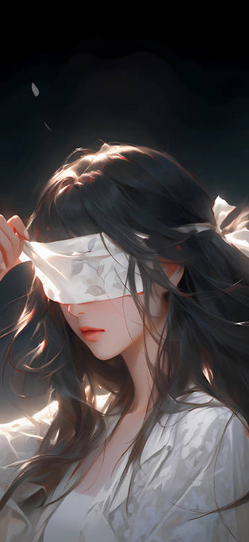 Ancient style long hair blindfolded beauty 4K phone wallpaper