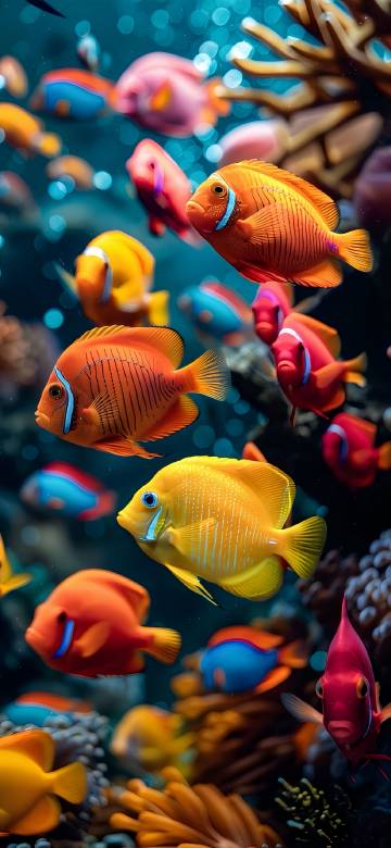 Vibrant Fish School 4K Wallpaper