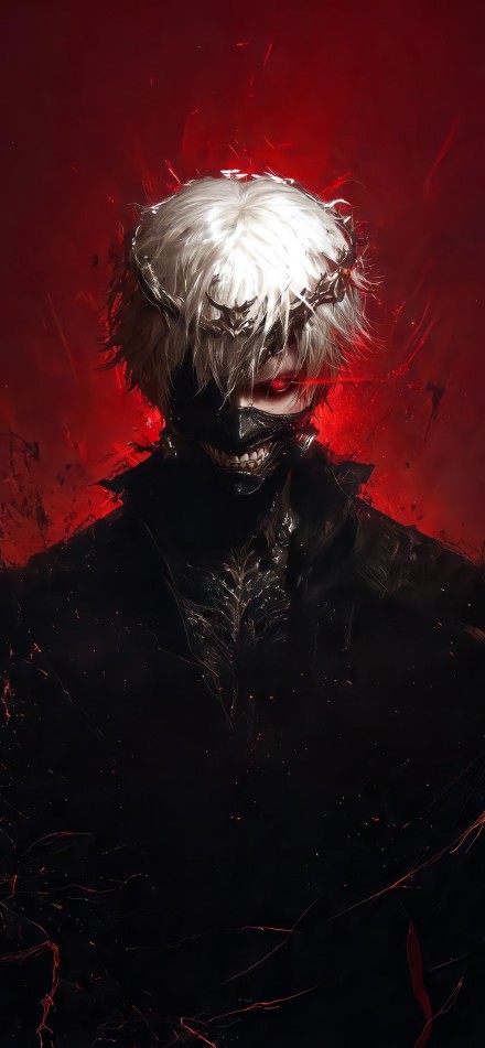 Tokyo Ghoul Kaneki White Hair Mask 4K Wallpaper