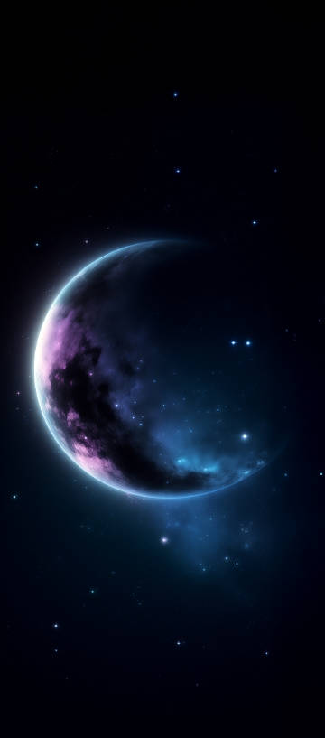 Purple Crescent Moon and Blue Starry Sky 4K Wallpaper Purple Crescent Moon and Blue Starry Sky 4K Wallpaper