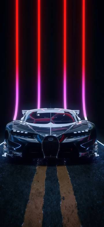 Supercar under neon lights phone wallpaper