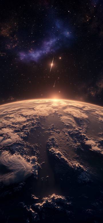 Earth and stars in the universe phone wallpaper
