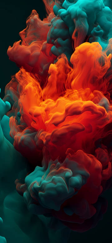 Green-Orange Smoke on Black Background 4K Wallpaper