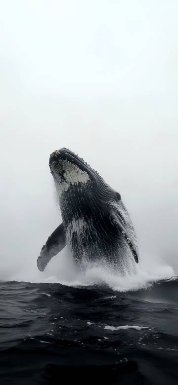 Majestic Humpback Whale Breaching Water 4K Wallpaper