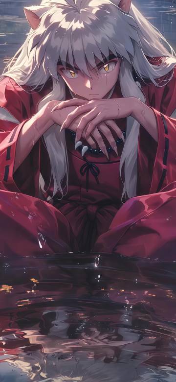 Inuyasha wearing red traditional costume