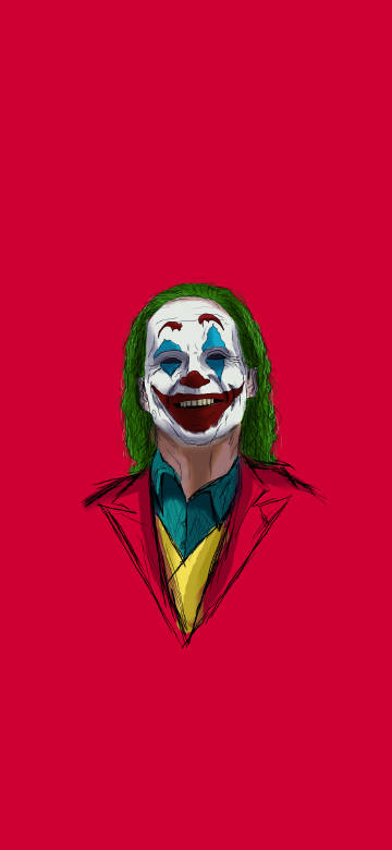 Smiling Joker on red background phone wallpaper