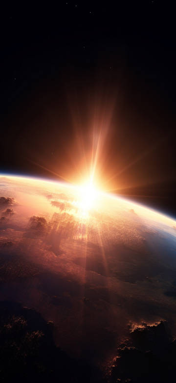 The Sun Rising Over Planet Earth from Space 4K Phone Wallpaper The Sun Rising Over Planet Earth from Space 4K Phone Wallpaper