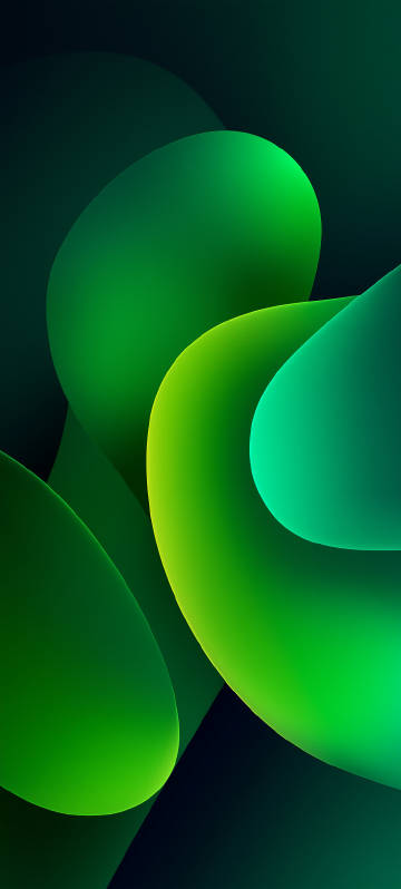 Abstract Green Shapes on Dark Green Background Wallpaper