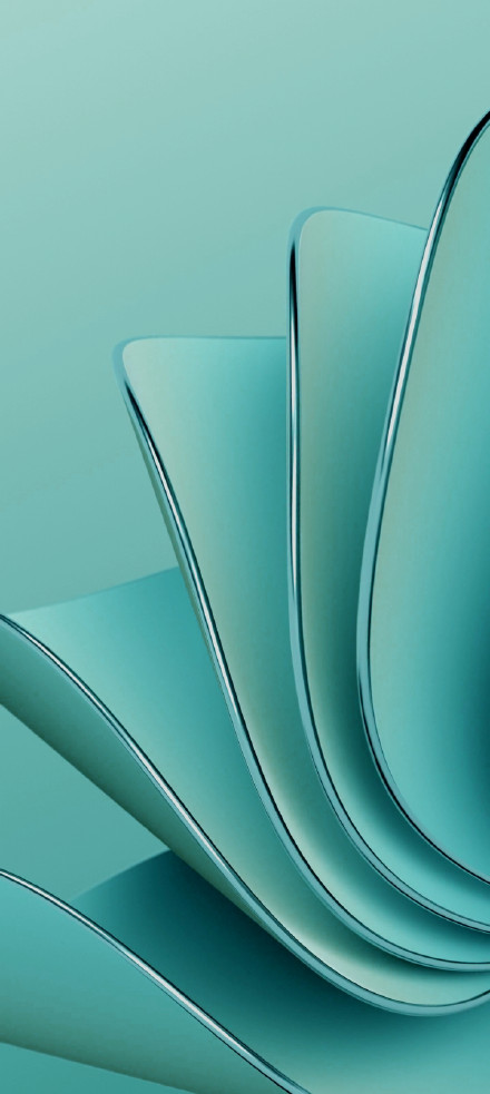 OnePlus Ace 2V Wallpaper: Abstract Layers and Curves Mint Green