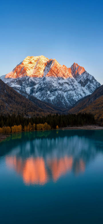 Golden Mountain reflected in the lake