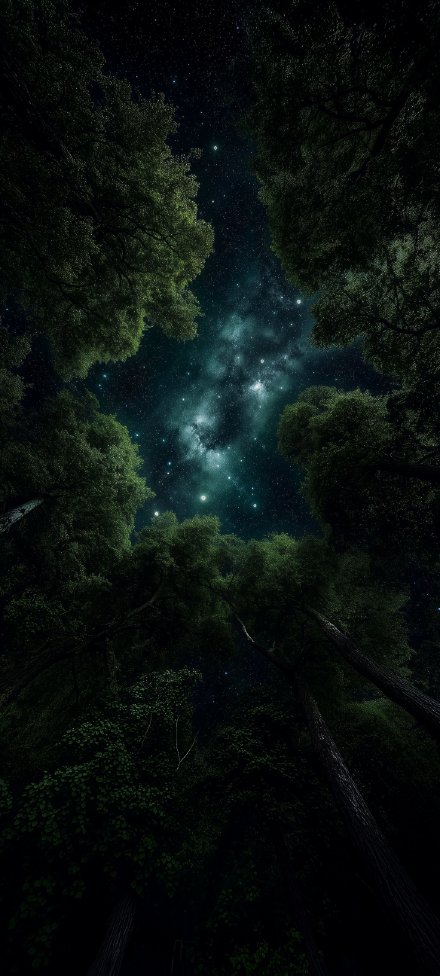 A Beautiful Night Sky Seen From A Forest