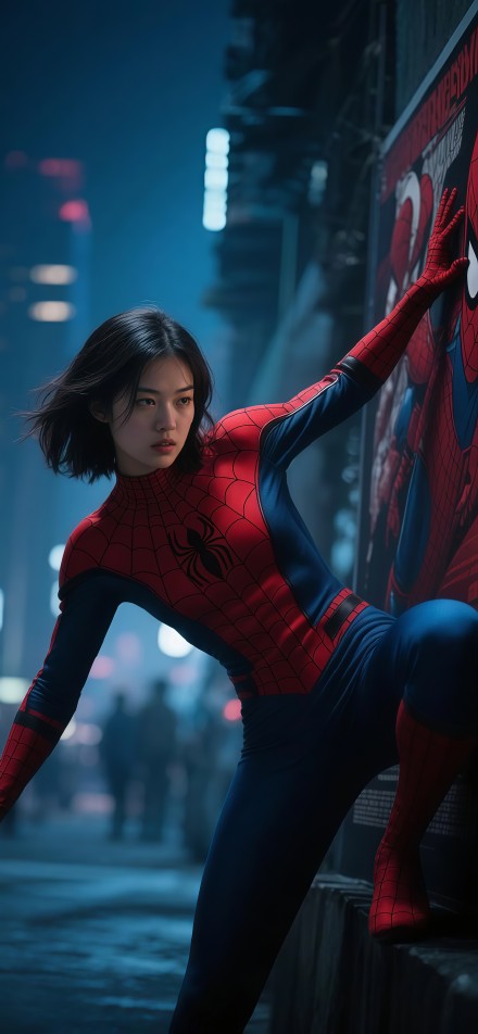 Cool Spider-Woman in the city phone wallpaper