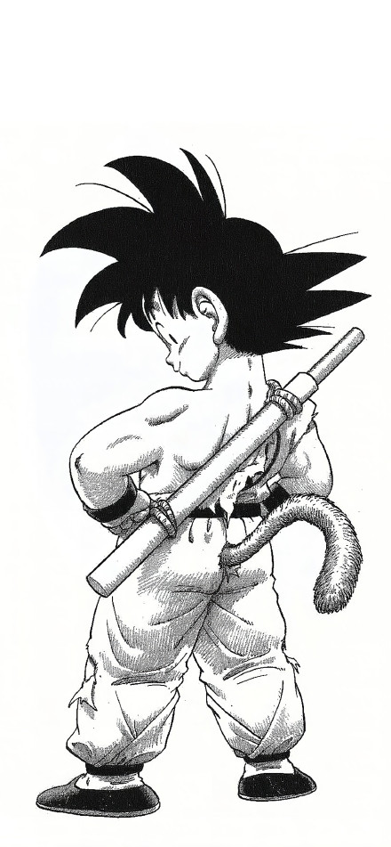 Classic Kid Goku Back View Manga Style 4K Wallpaper