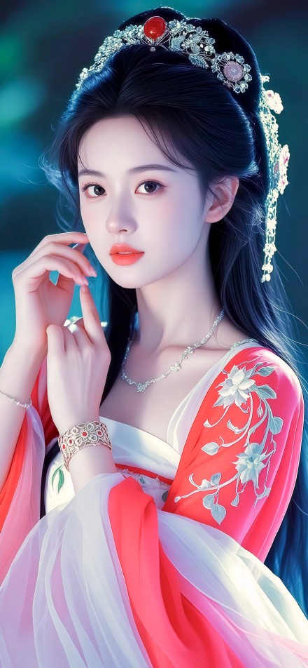 Elegant Woman with Ornate Hairpins 4K Phone Wallpaper