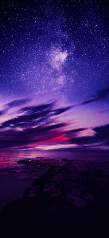 Purple night sky stars phone wallpaper