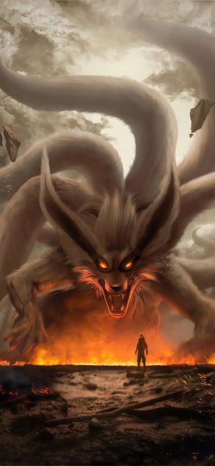 Confrontation Between Man and Monster Wallpaper