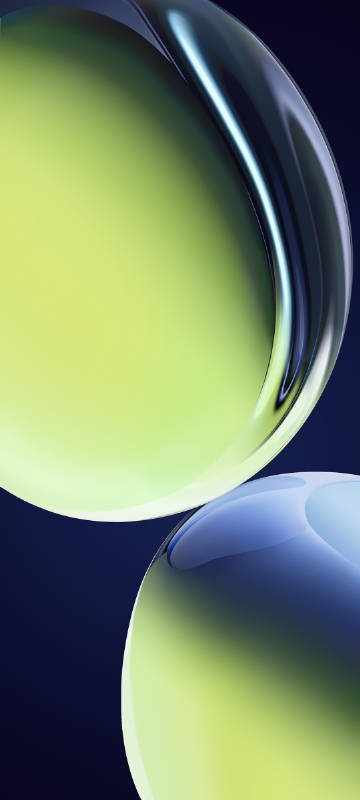 OnePlus Nord CE 3 Wallpaper, Green and Blue Orbs on Dark Blue Background