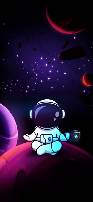 Cute Astronaut Drinking Coffee In Space Cute Astronaut Drinking Coffee In Space