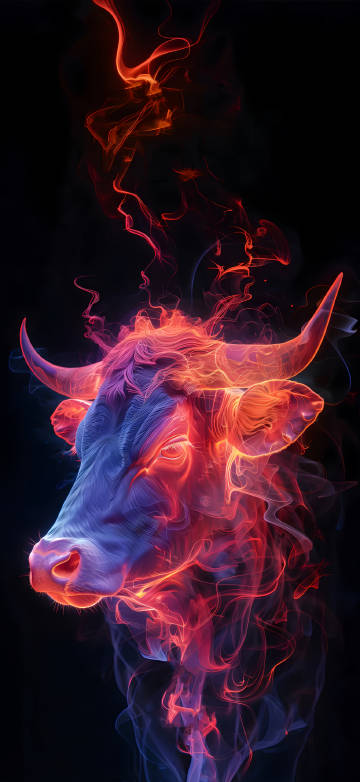 Fantasy Smoke Cow 4K Phone Wallpaper