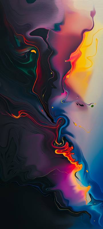 Colorful Fluid Abstract Art on Black Background 4K Phone Wallpaper