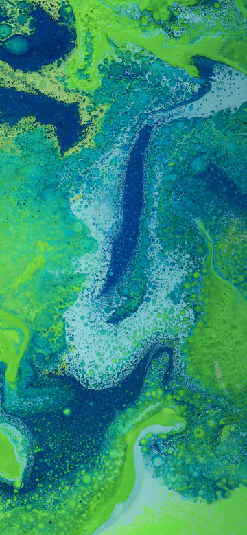 Blue-green liquid mixing effect phone wallpaper