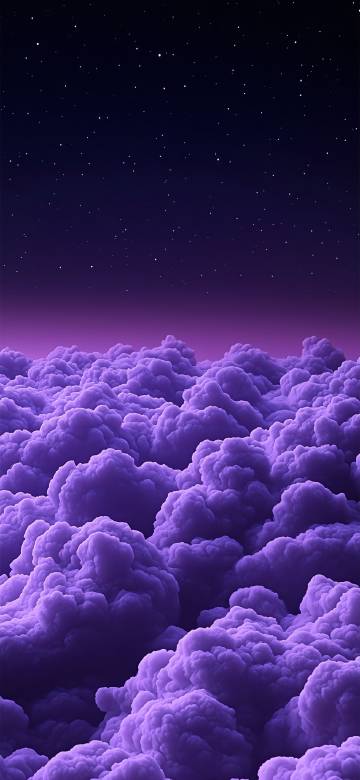 Dreamy Purple Clouds Under Starry Sky 4K Wallpaper