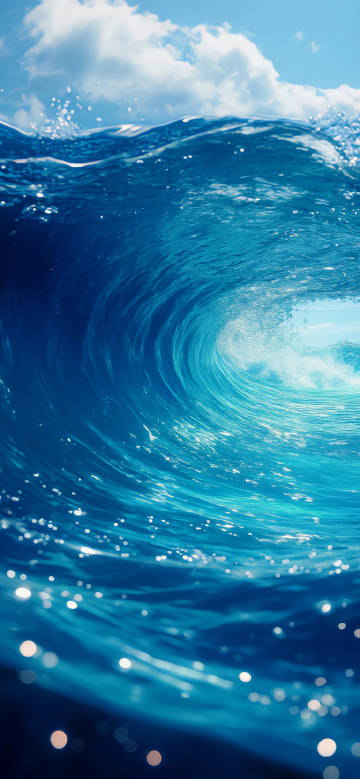 Close-up of ocean waves rolling up with spray phone wallpaper