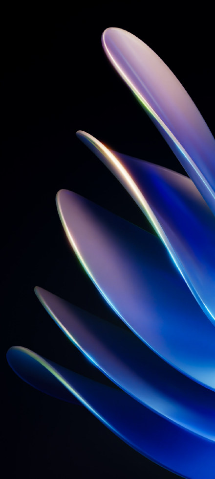 Blue Glass Petals on Black Background Wallpaper
