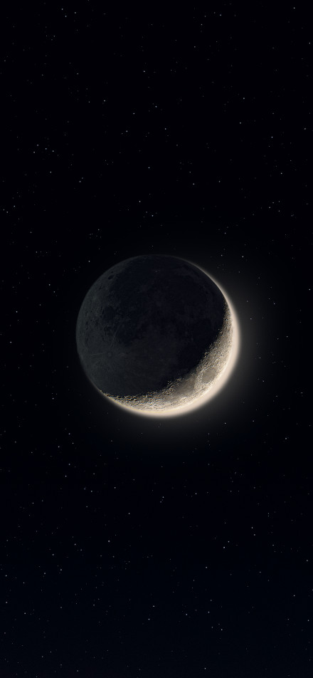 Crescent moon in the night sky phone wallpaper