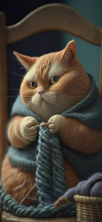 Cute Knitting Cat Phone Wallpaper