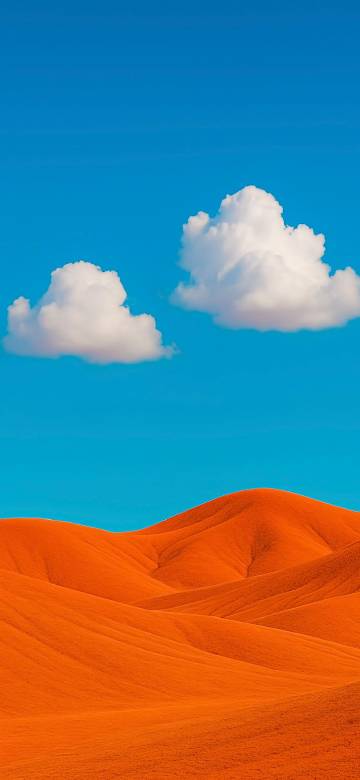 Blue Sky and Orange Hills Minimalist Wallpaper
