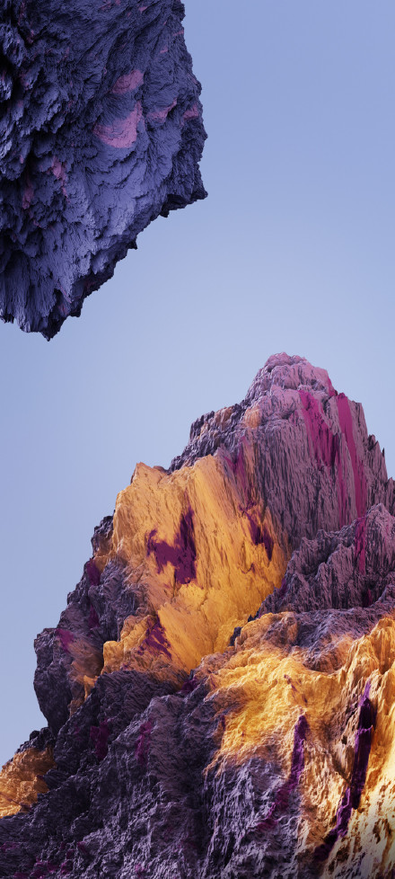 Colorful mountains with purple and yellow intertwined phone wallpaper