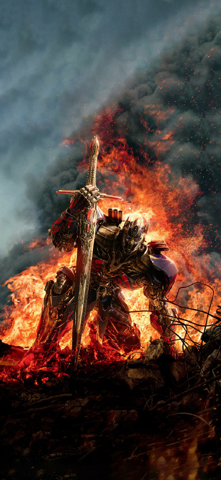 Optimus Prime Kneeling In Fire And Smoke 4K Phone Wallpaper