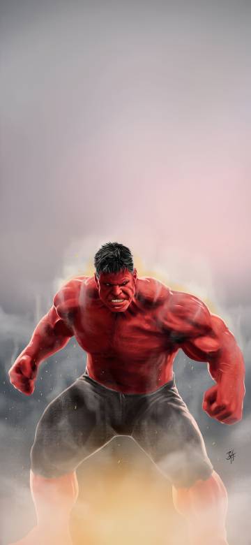Angry Red Hulk 4K Phone Wallpaper
