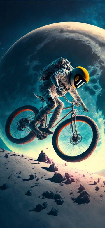 Cycling Astronaut on the Moon
