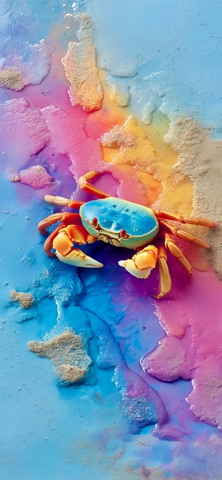 Colorful Crab on a Rainbow Beach