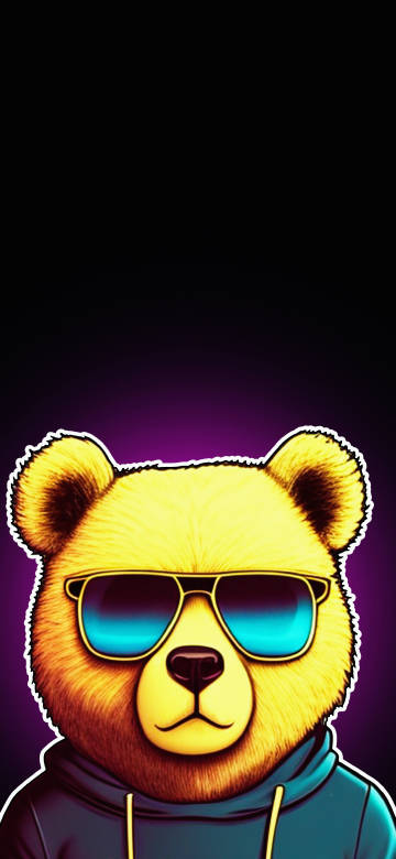 Golden Bear wearing sunglasses trendy cartoon phone wallpaper