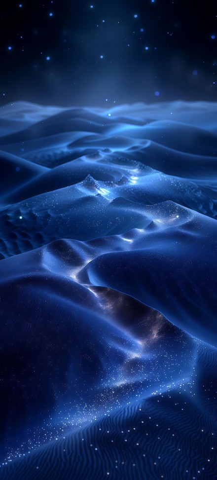 Mysterious dreamy blue desert under the stars phone wallpaper