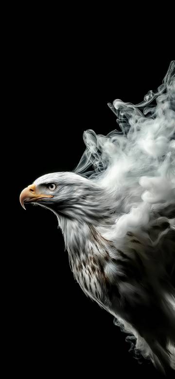 Eagle in the dark smoke effect phone wallpaper