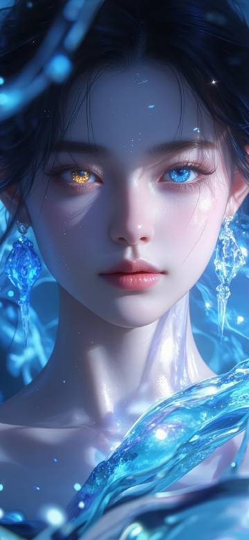 A beautiful woman with two-colored eyes