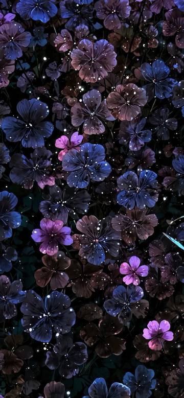Sparkling Flowers on a Dark Background Depth Effect 4k Wallpaper