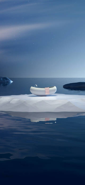 White Bathtub On An Ice Floe Under The Stars HD Wallpaper