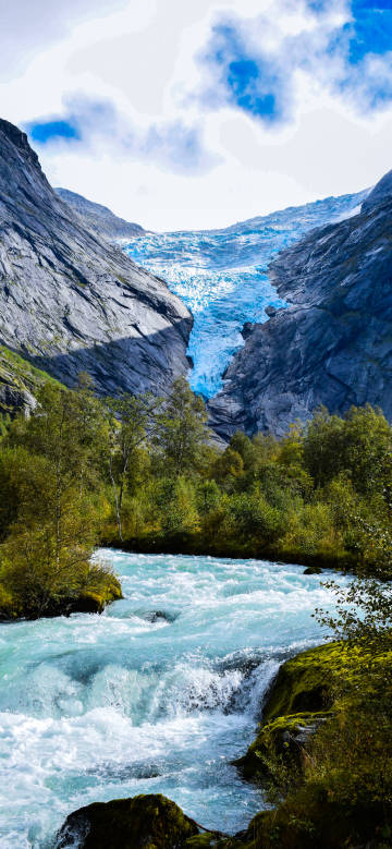 Briksdal glacier landscape phone wallpaper