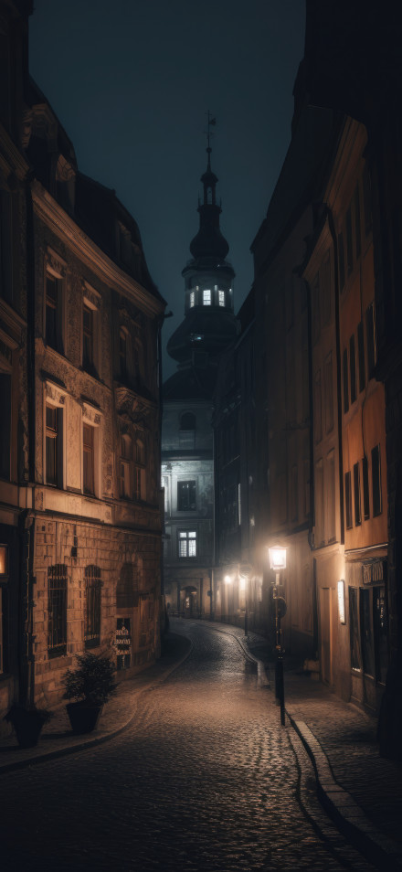 Dark Gothic City Alleyway 4K UHD Wallpaper